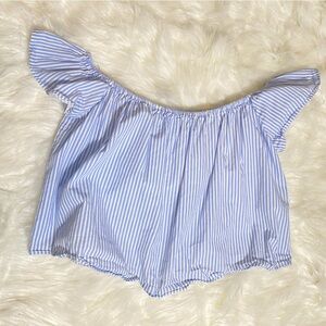 Zara off the shoulder seersucker crop top with built in bra Size XS CB116